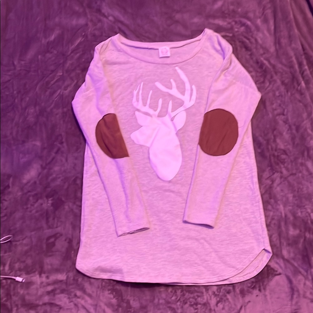 Kids Gray and Brown Deer Print Shirt